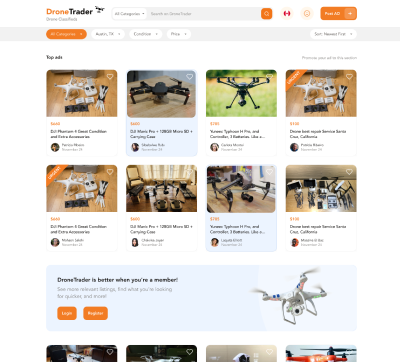 drone trader home page